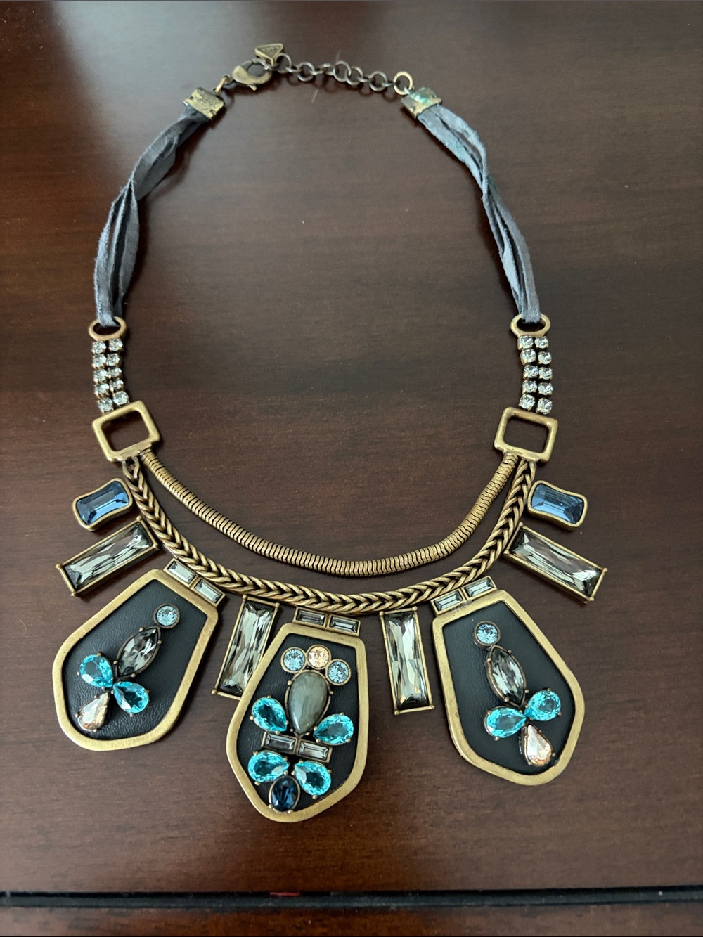 Silpada Statement Blue and Gold Crystal Bib Necklace